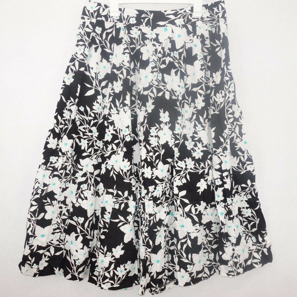 NEW Jessica London Flowing Crinkled Maxi Skirt Women's 16W Black White Floral - Picture 1 of 7